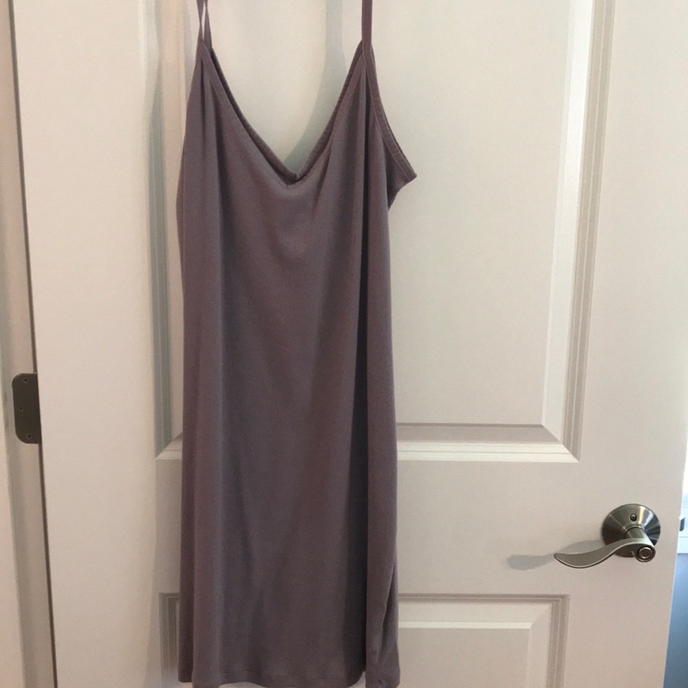 Lilac ribbed cotton dress